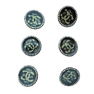 CHANEL Elegant Black and Gold Button Collection Set of 6